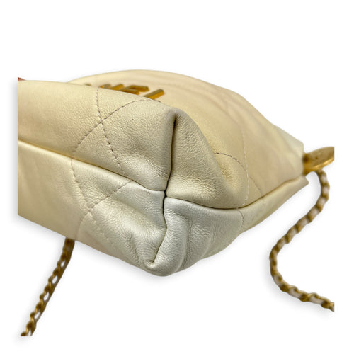 22 Tote Light Gold Shoulder Bag in Calfskin, Palladium hardware