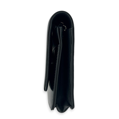 Boy Wallet On Chain Black (recoloured) in Calfskin, Silver hardware