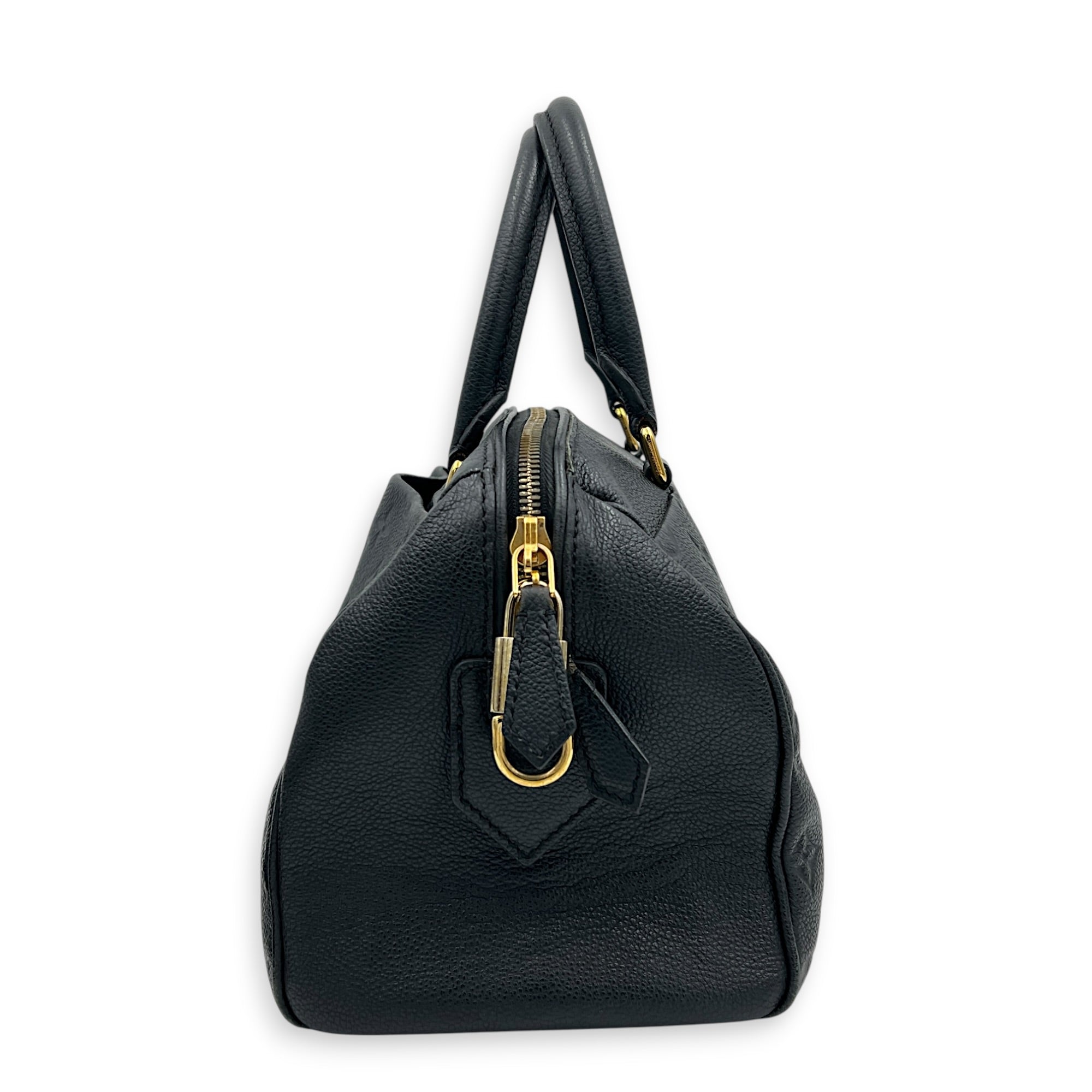 Speedy Top Handle Bag 25 Black in Empreinte Leather, Gold hardware