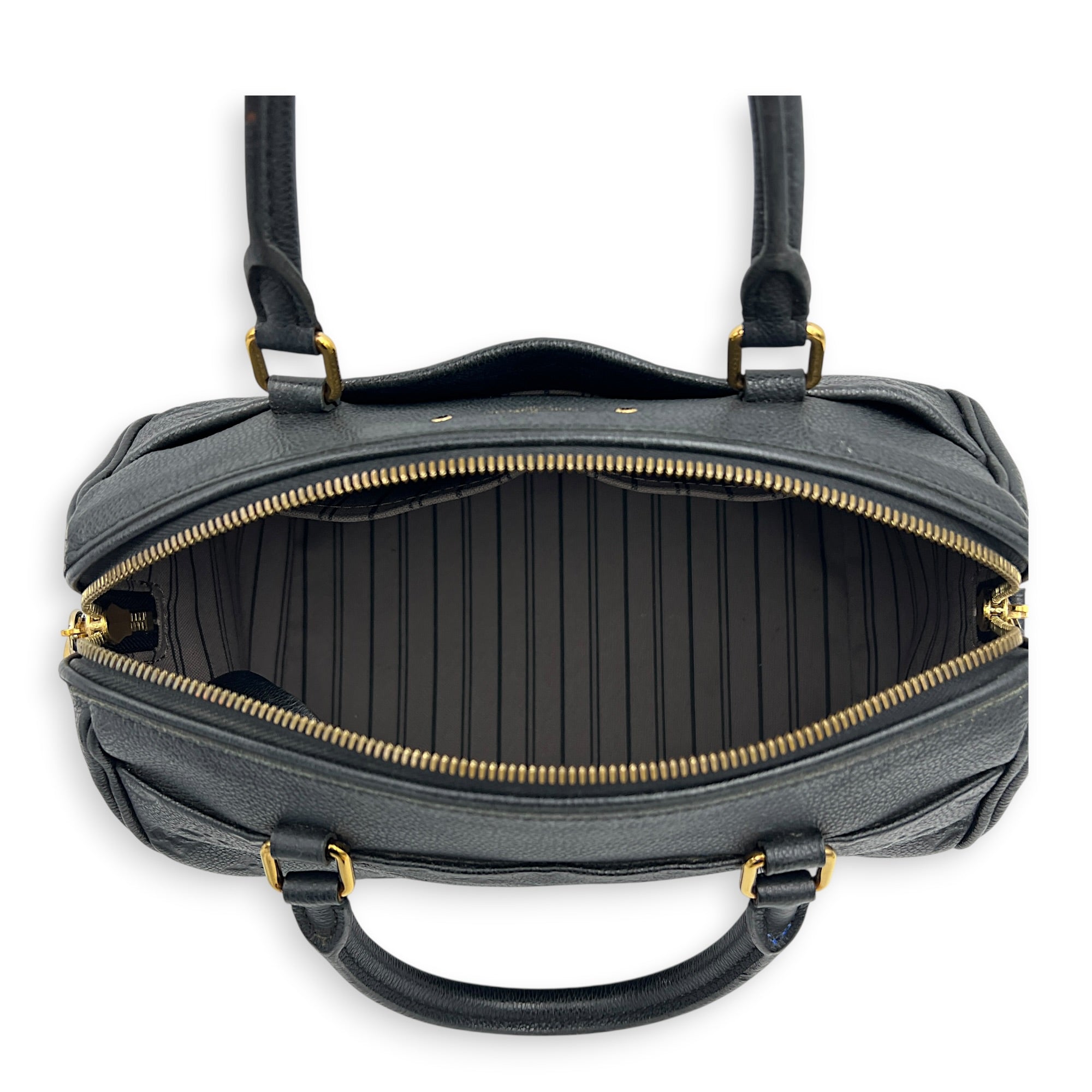 Speedy Top Handle Bag 25 Black in Empreinte Leather, Gold hardware
