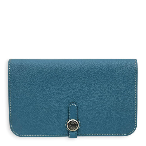 Dogon Duo Blue Jean Wallet in Clemence, Palladium hardware