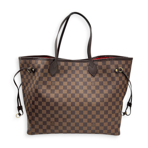 Neverfull GM Brown Tote Bag in Coated Canvas, Gold hardware