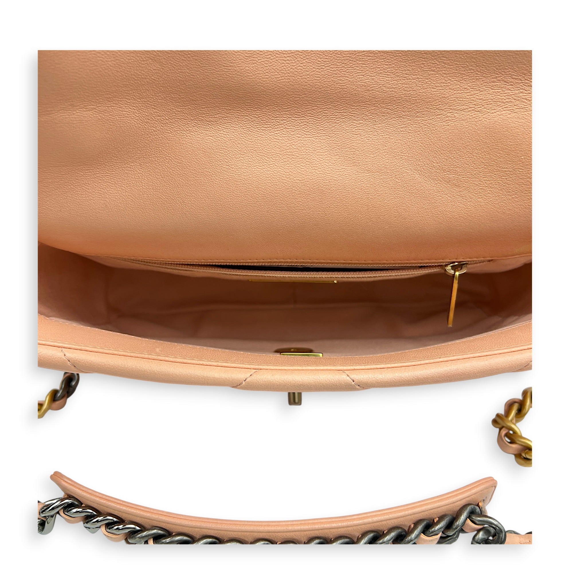 C19 Small Peach Shoulder Bag in Lambskin, Mixed hardware