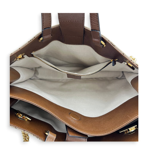 Horsebit 1955 Shoulder Bag Brown in Canvas, Gold hardware