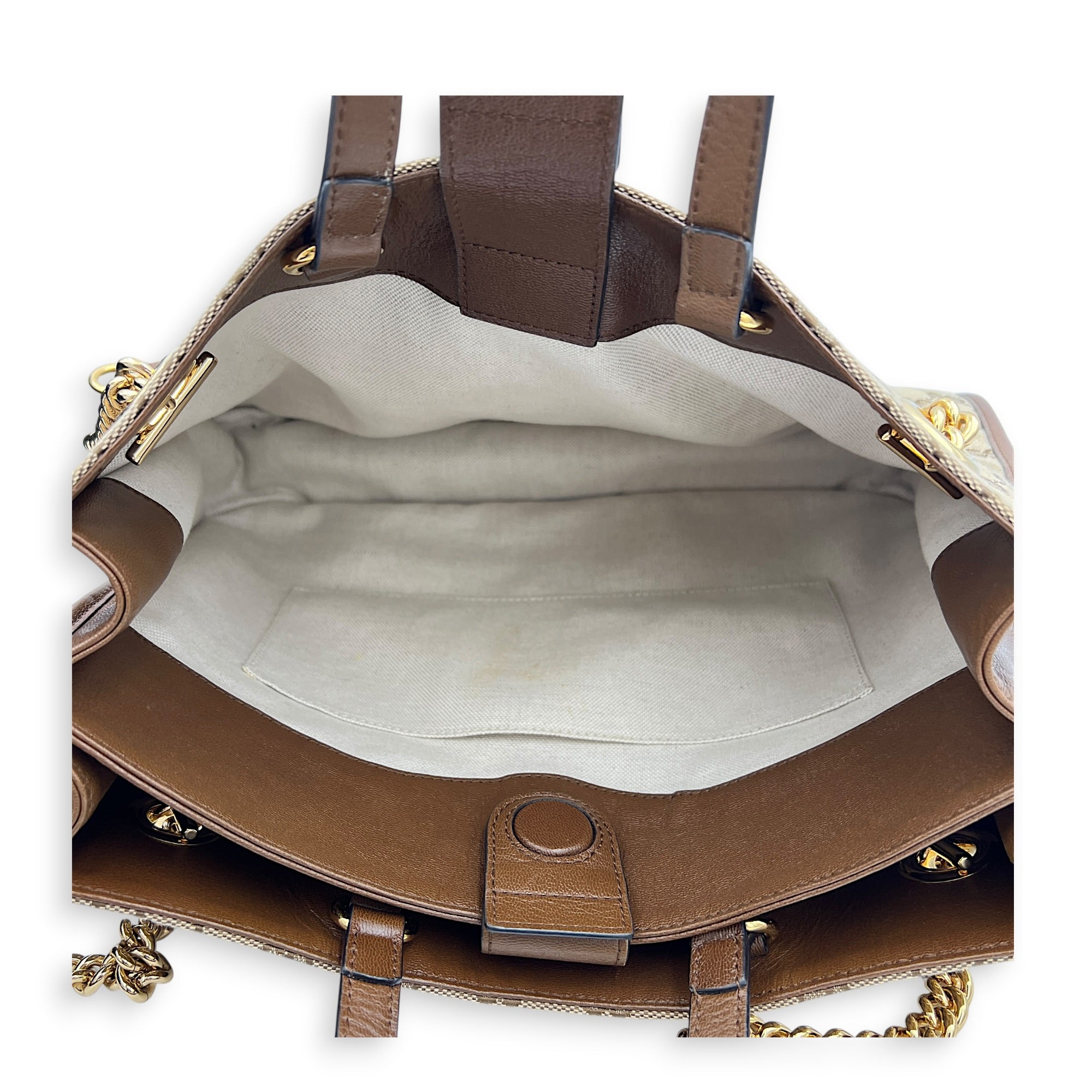 Horsebit 1955 Shoulder Bag Brown in Canvas, Gold hardware