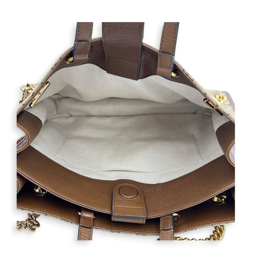 Horsebit 1955 Shoulder Bag Brown in Canvas, Gold hardware