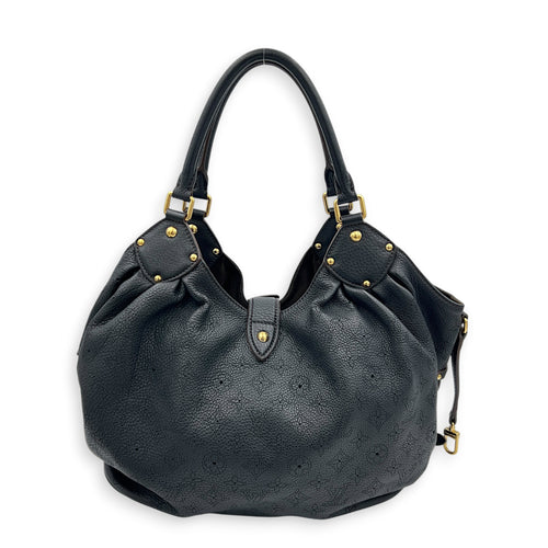 Mahina Shoulder Bag Black in Calfskin, Gold hardware