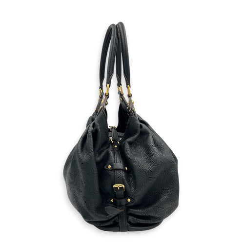 Mahina Shoulder Bag Black in Calfskin, Gold hardware
