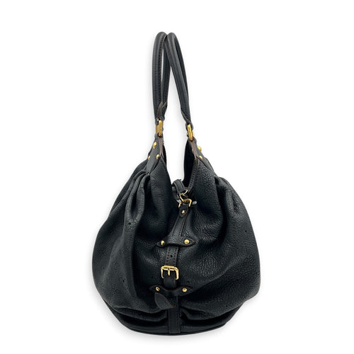 Mahina Shoulder Bag Black in Calfskin, Gold hardware