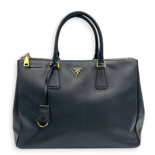 Galleria Top Handle Bag Black in Saffiano Leather, Gold hardware