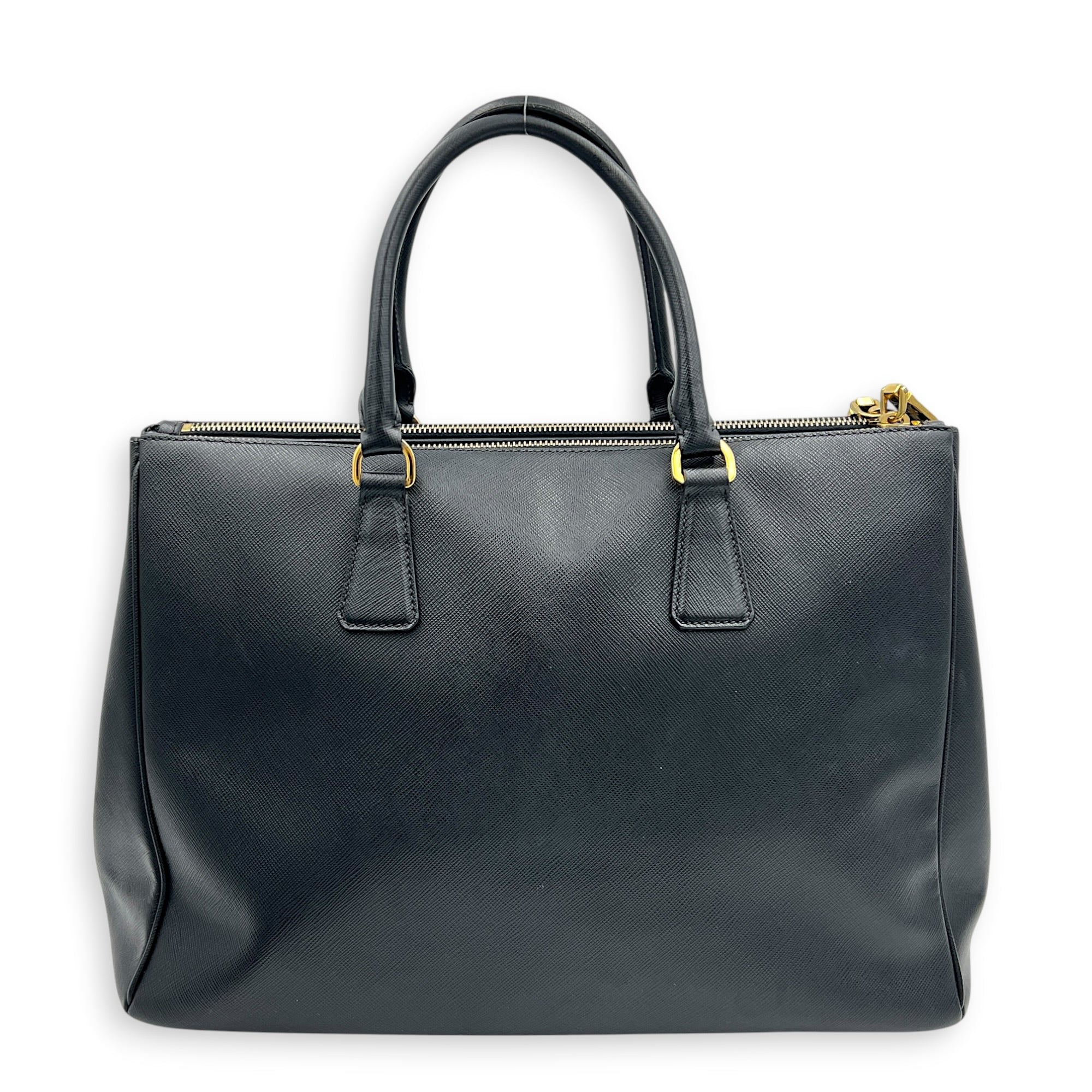 Galleria Top Handle Bag Black in Saffiano Leather, Gold hardware