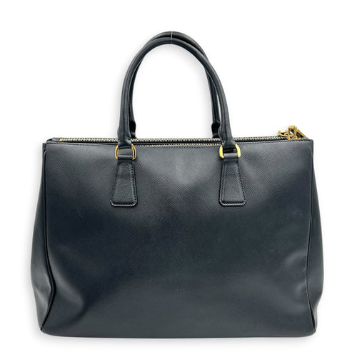 Galleria Top Handle Bag Black in Saffiano Leather, Gold hardware