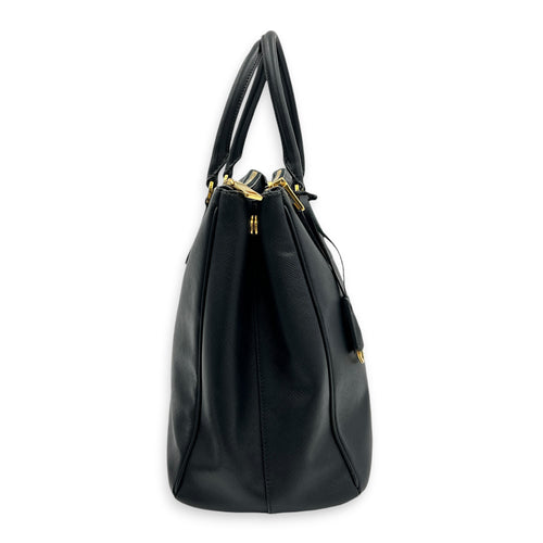 Galleria Top Handle Bag Black in Saffiano Leather, Gold hardware
