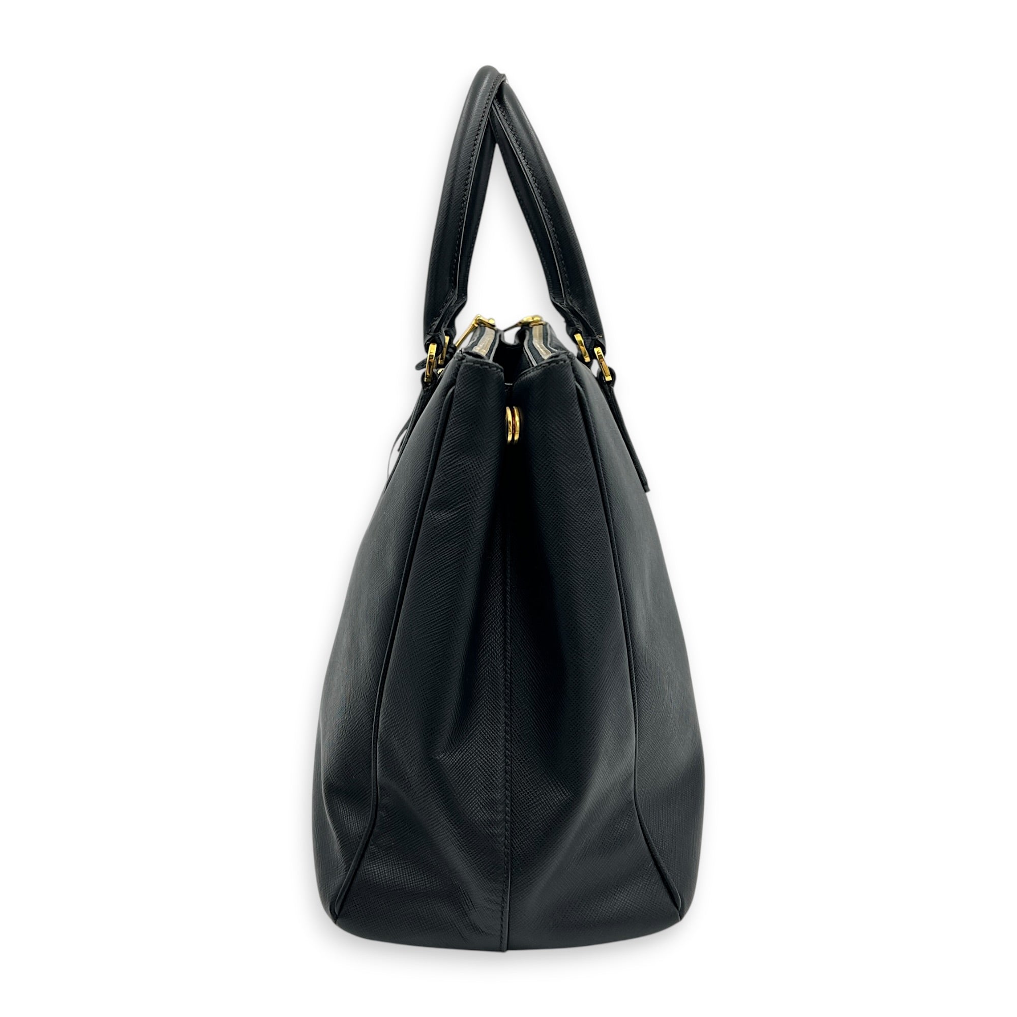 Galleria Top Handle Bag Black in Saffiano Leather, Gold hardware