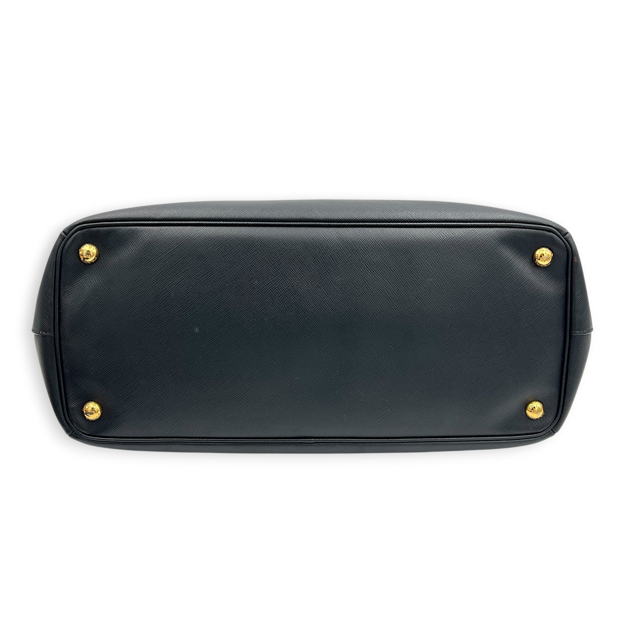 Galleria Top Handle Bag Black in Saffiano Leather, Gold hardware