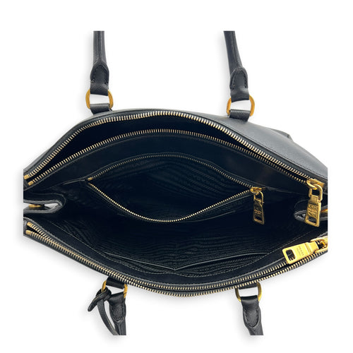 Galleria Top Handle Bag Black in Saffiano Leather, Gold hardware