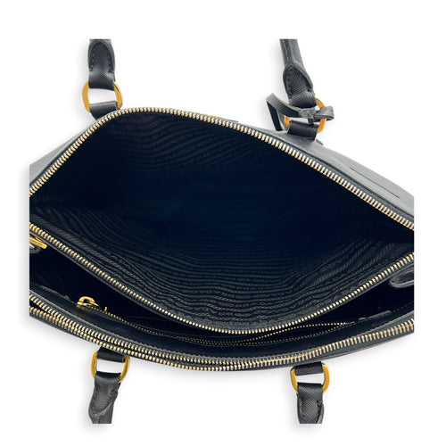 Galleria Top Handle Bag Black in Saffiano Leather, Gold hardware