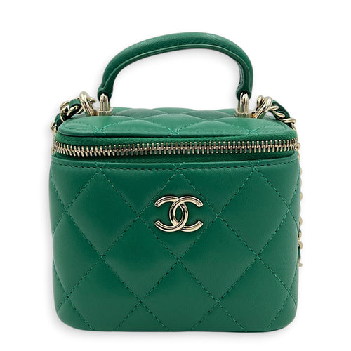 CC Vanity Bag Green in Lambskin, Gold hardware