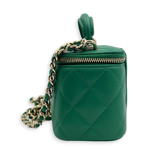 CC Vanity Bag Green in Lambskin, Gold hardware