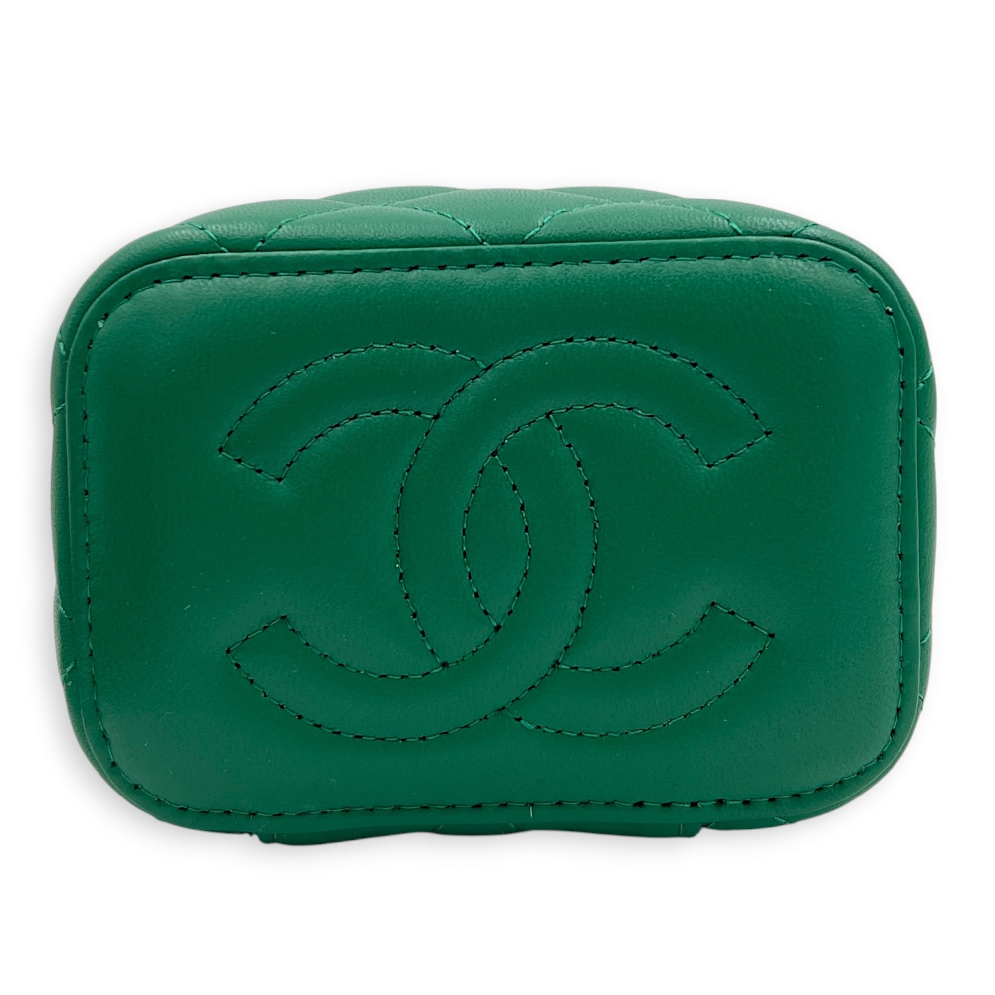 CC Vanity Bag Green in Lambskin, Gold hardware