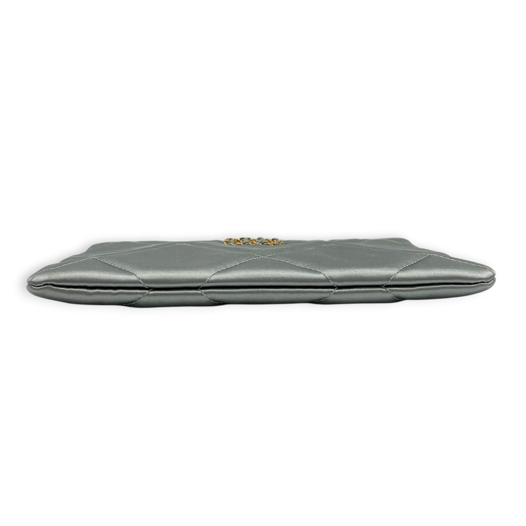 C19 Pouch Grey in Satin, Gold hardware