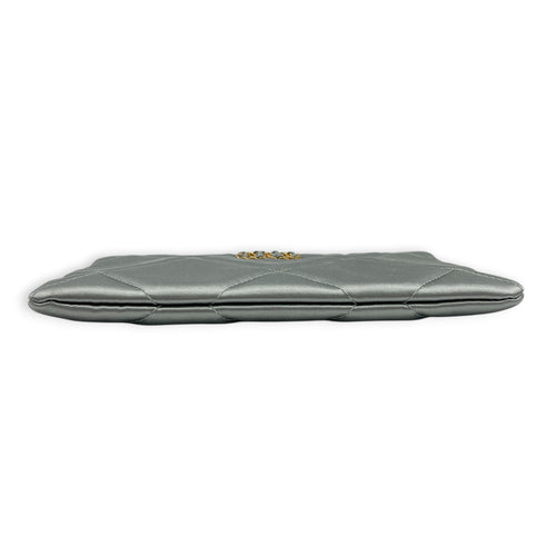 C19 Pouch Grey in Satin, Gold hardware