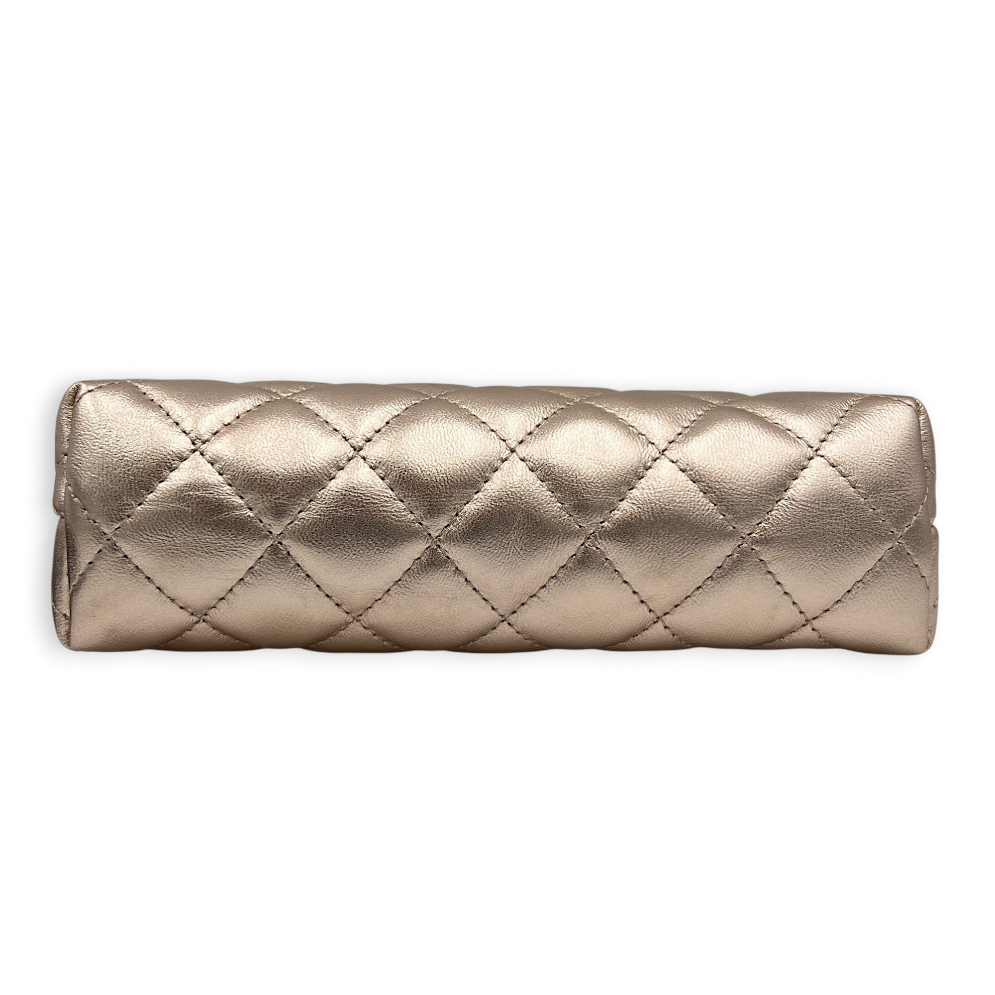CC Pouch Gold in Lambskin, Silver hardware
