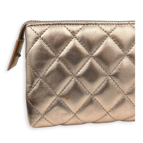CC Pouch Gold in Lambskin, Silver hardware