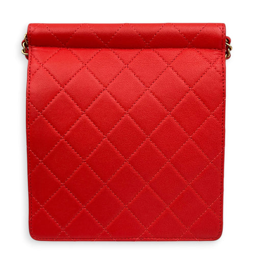 Chic Pearl Crossbody Bag Red in Calfskin, Gold hardware