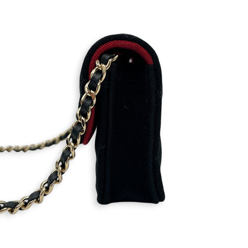 CC Crossbody Bag Black in Jersey, Gold hardware