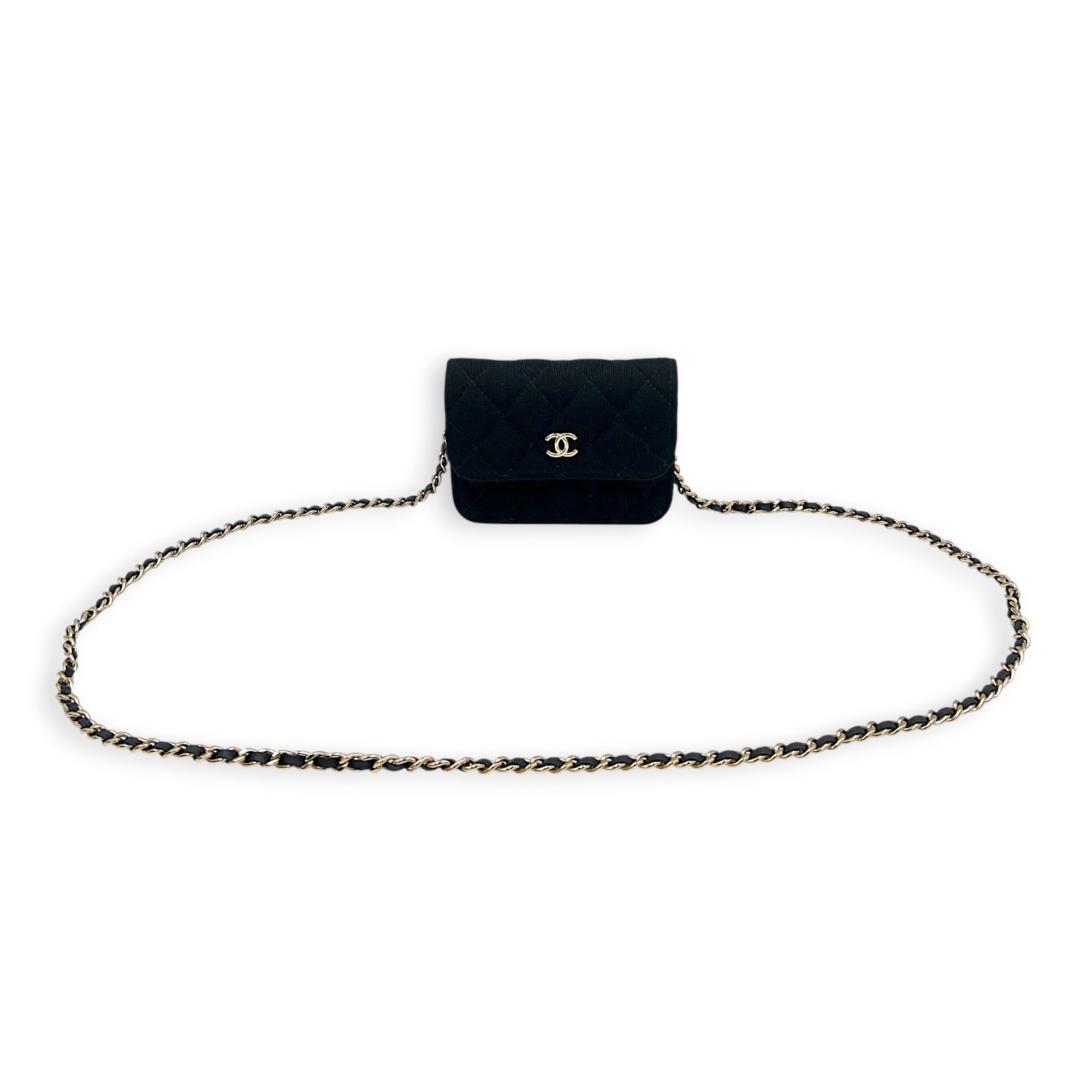 CC Crossbody Bag Black in Jersey, Gold hardware