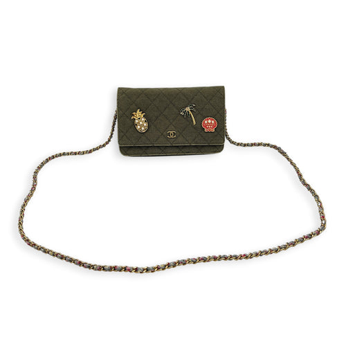 Coco Cuba Green Wallet On Chain in Denim, Gold hardware