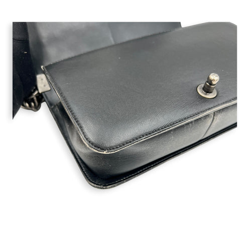 Boy Shoulder Bag Black in Calfskin, Ruthenium hardware