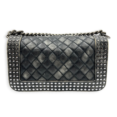Boy Shoulder Bag Black in Calfskin, Ruthenium hardware