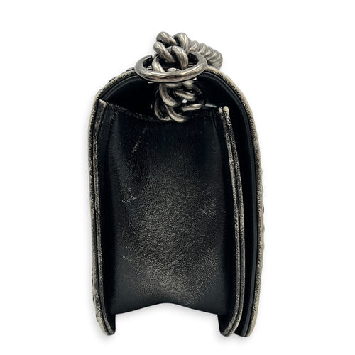 Boy Shoulder Bag Black in Calfskin, Ruthenium hardware