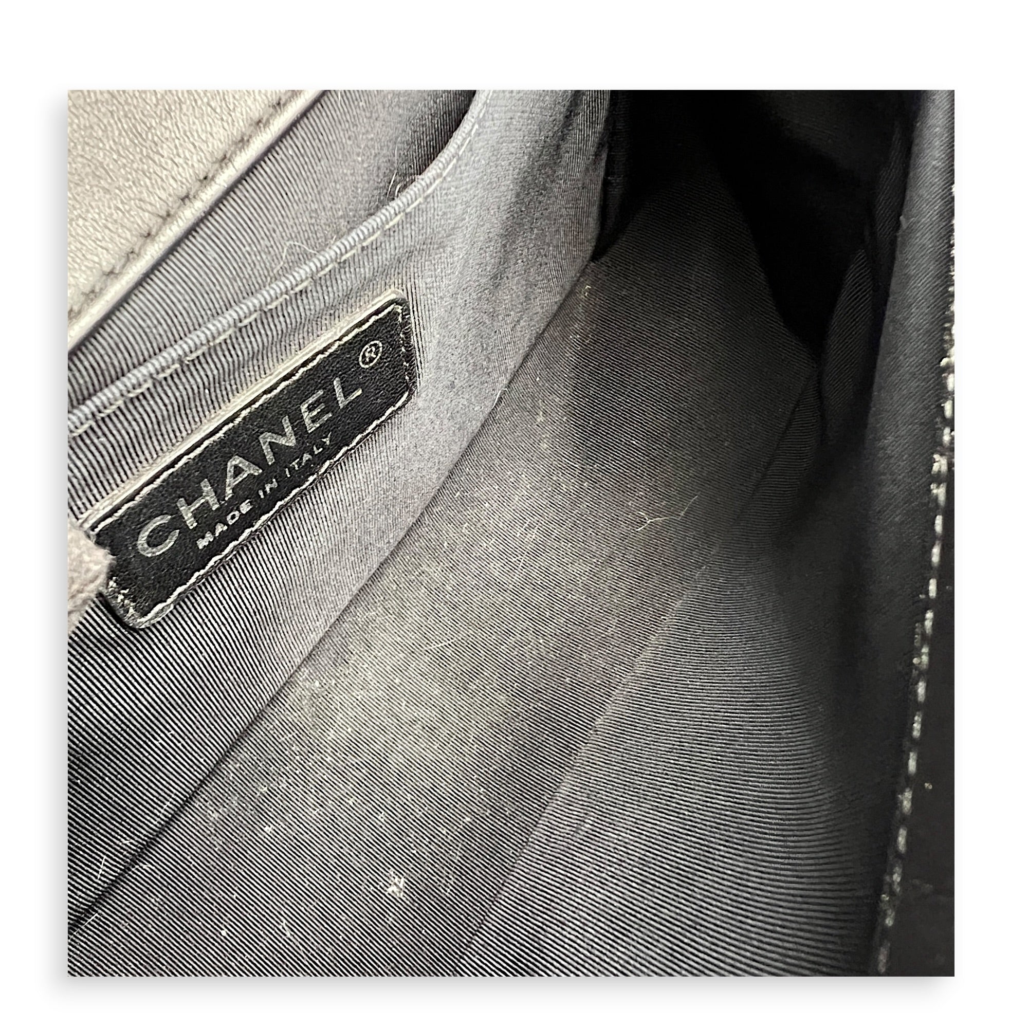 Boy Shoulder Bag Black in Calfskin, Ruthenium hardware