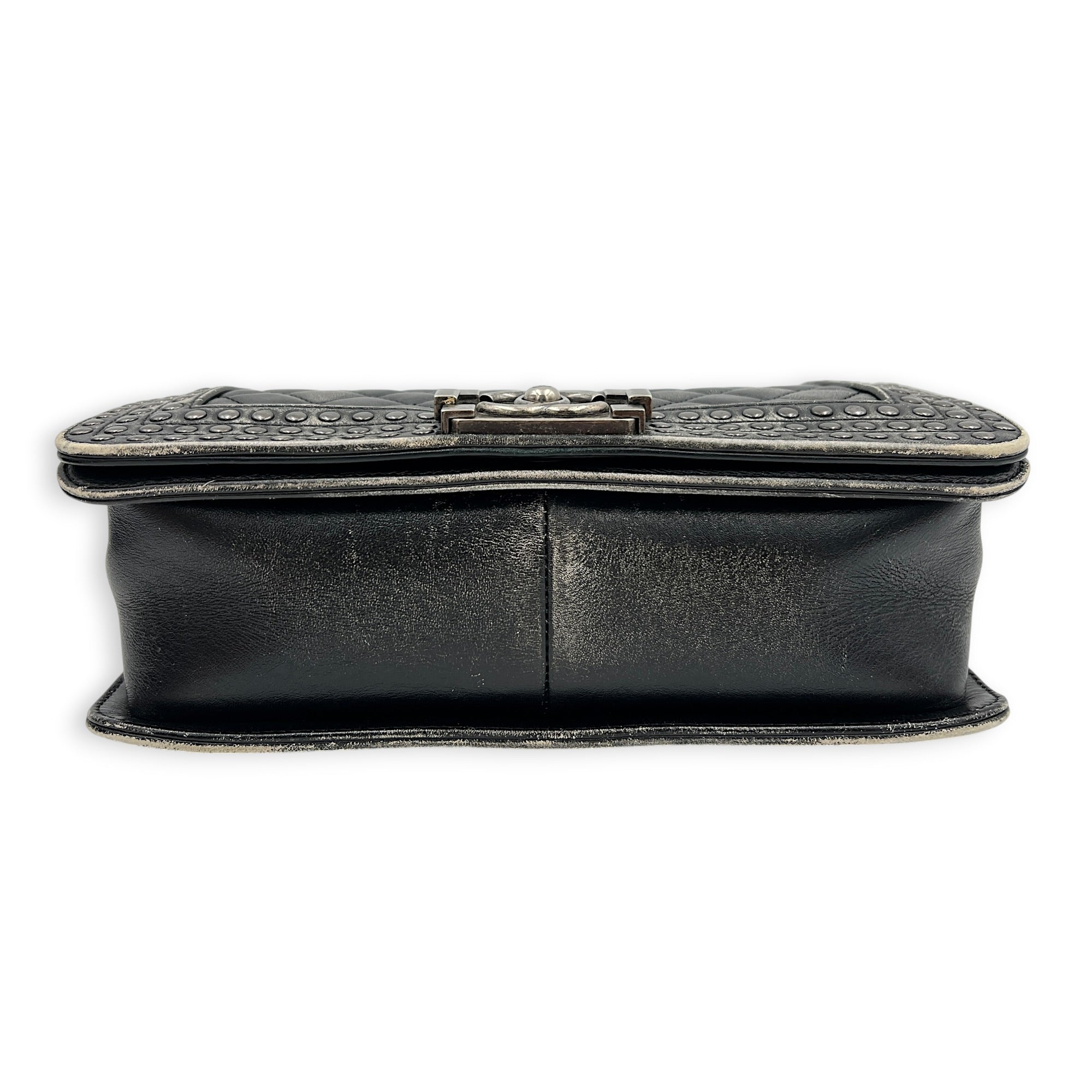Boy Shoulder Bag Black in Calfskin, Ruthenium hardware