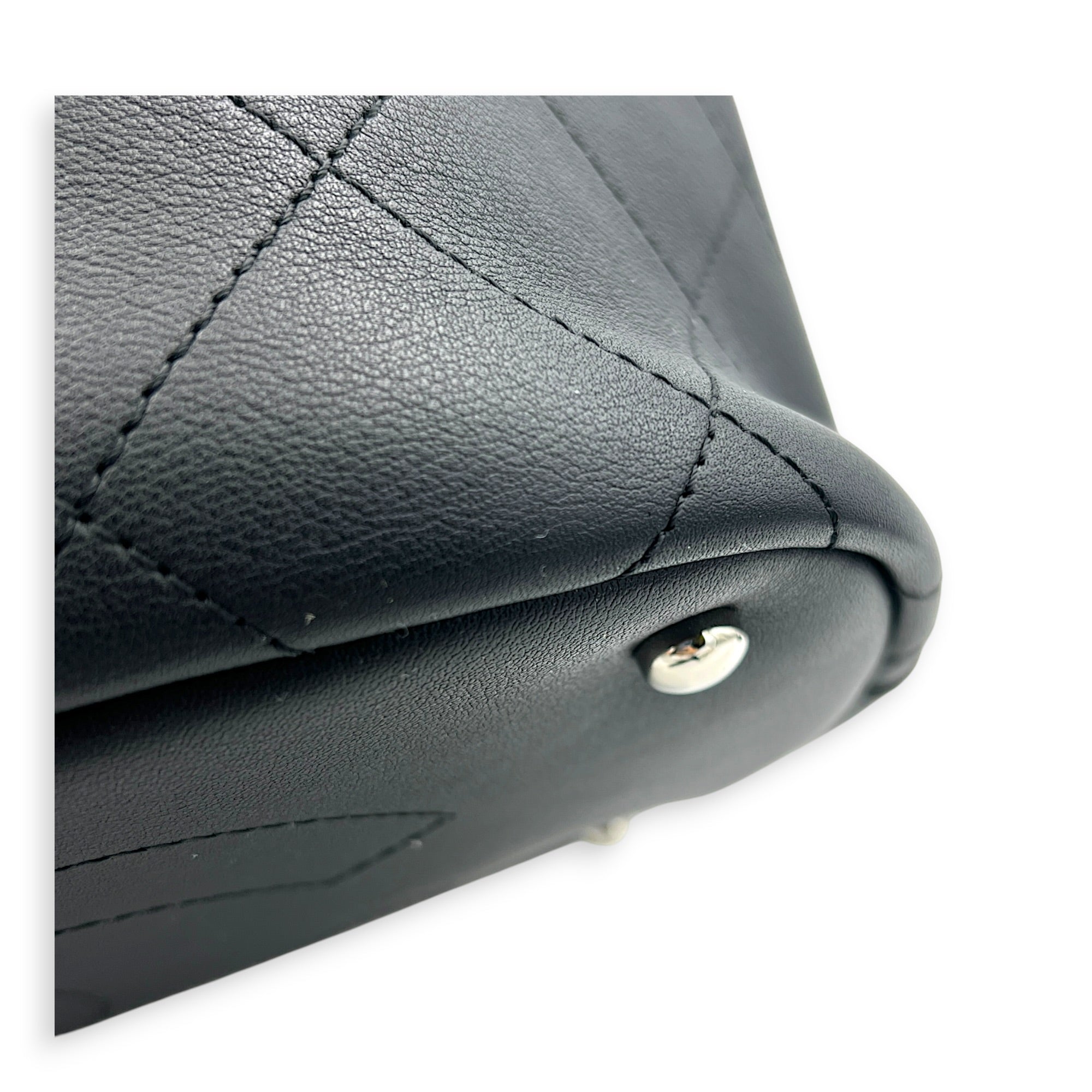 CC Bucket Bag Black in Calfskin, Silver hardware