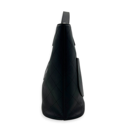 CC Bucket Bag Black in Calfskin, Silver hardware