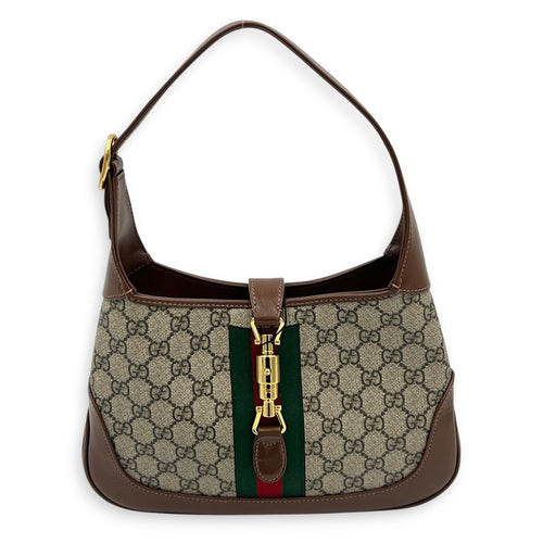 Jackie 1961 Shoulder Bag Brown in Coated Canvas, Gold hardware