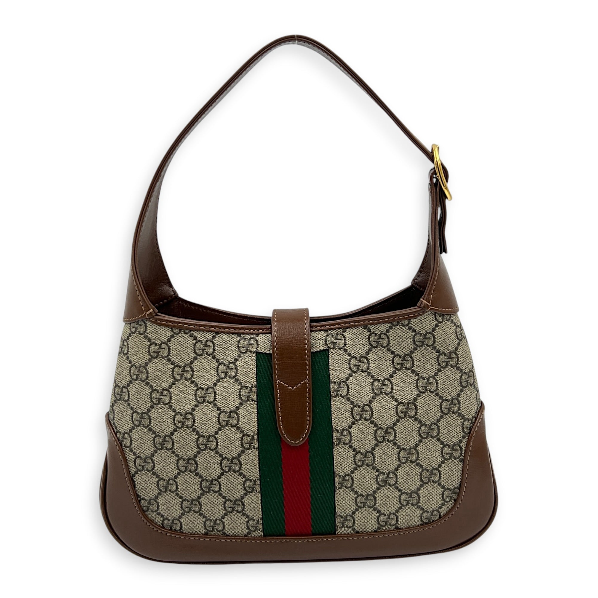 Jackie 1961 Shoulder Bag Brown in Coated Canvas, Gold hardware
