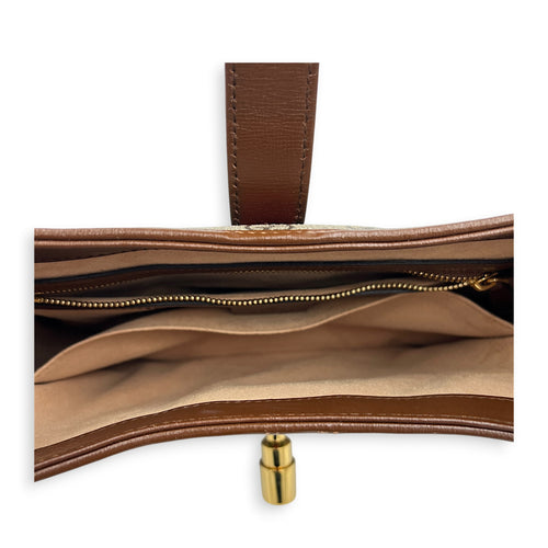 Jackie 1961 Shoulder Bag Brown in Coated Canvas, Gold hardware