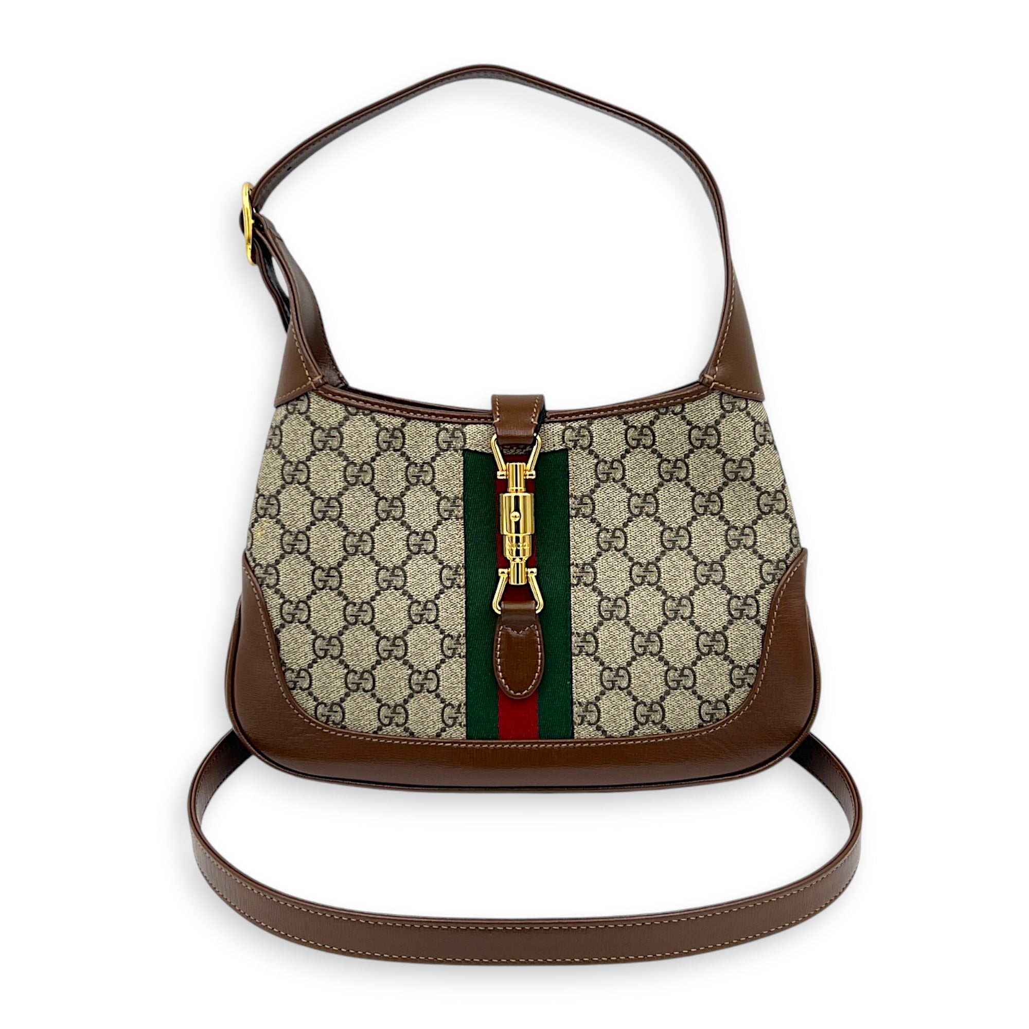 Jackie 1961 Shoulder Bag Brown in Coated Canvas, Gold hardware