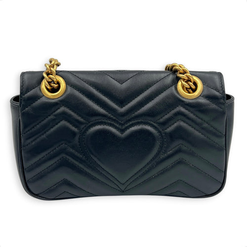 GG Marmont Shoulder Bag Black in Calfskin, Gold hardware