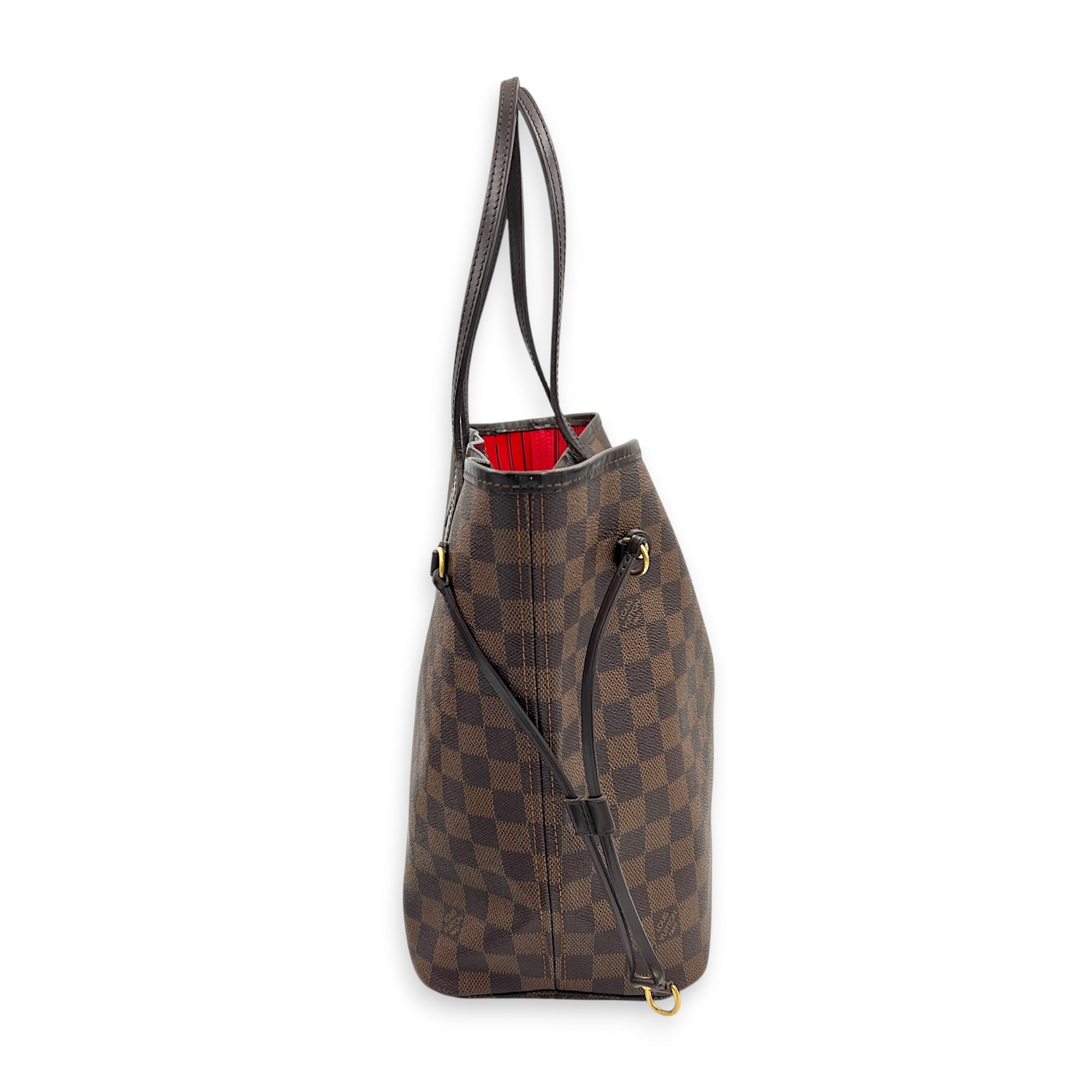 Neverfull MM Brown Tote Bag in Coated Canvas, Gold hardware