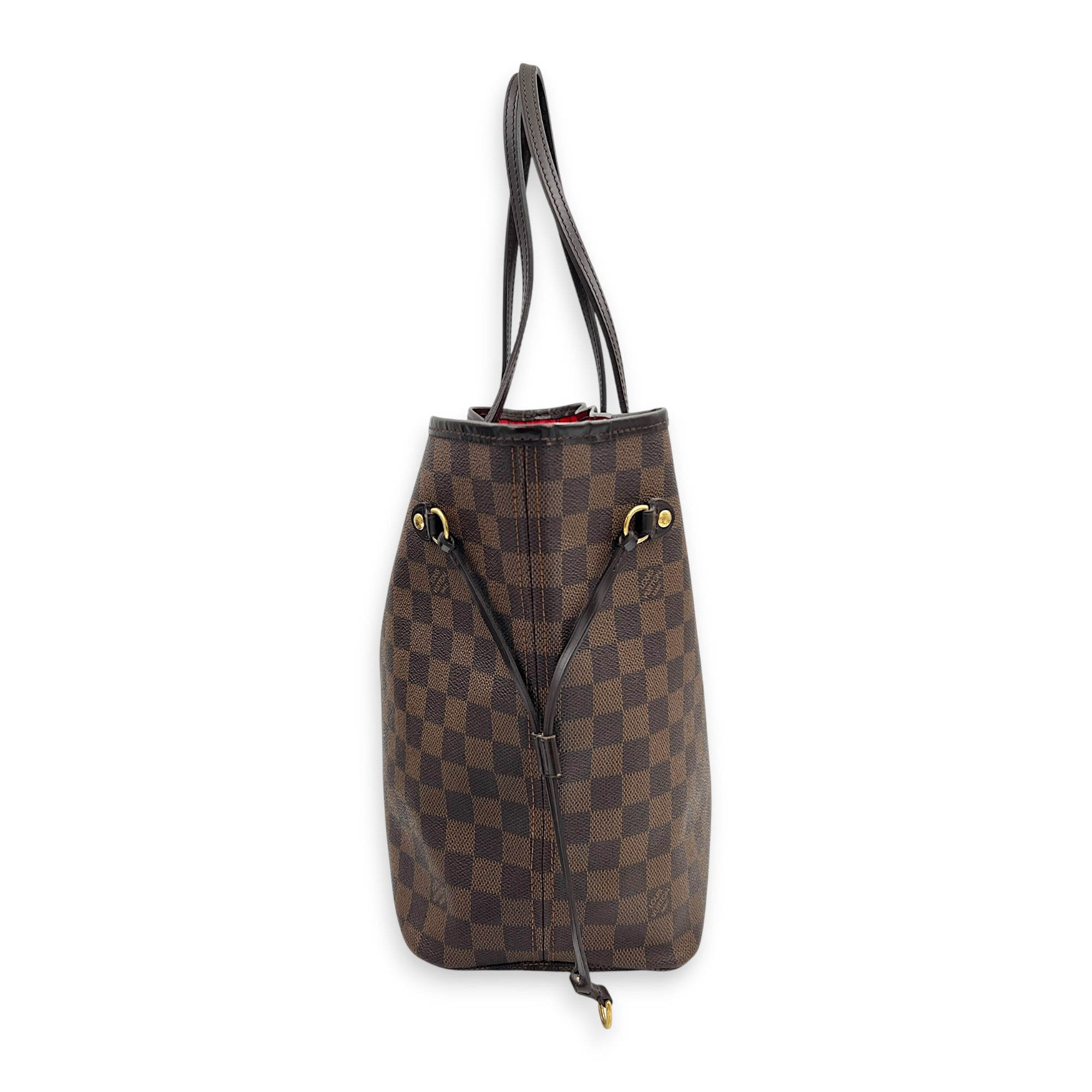 Neverfull MM Brown Tote Bag in Coated Canvas, Gold hardware