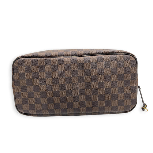 Neverfull MM Brown Tote Bag in Coated Canvas, Gold hardware