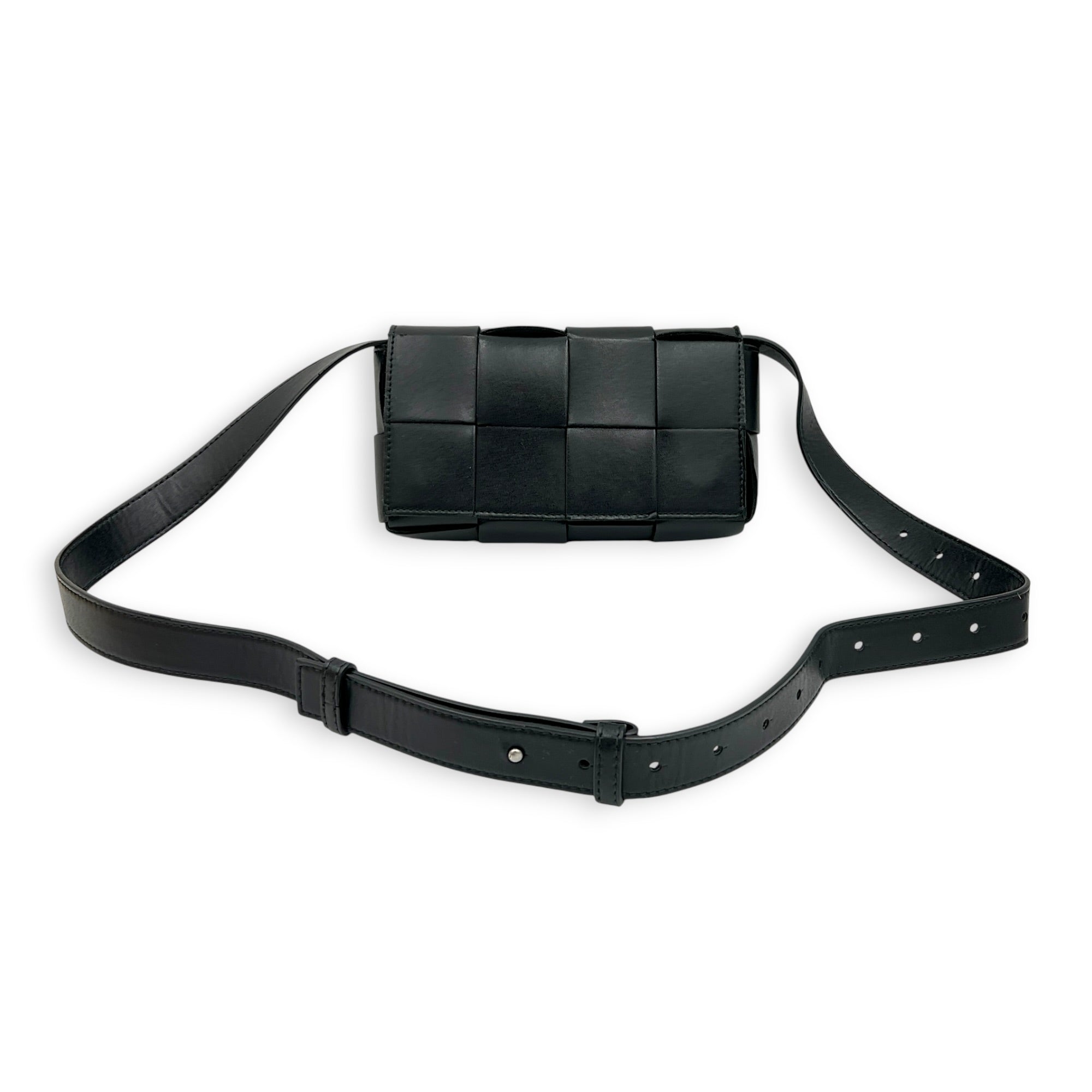 Cassette Belt Bag Black in Calfskin, Silver hardware