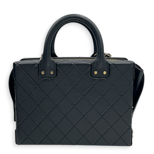 Quilted Studded Square Vanity Bag Black in Calfskin, Gold hardware