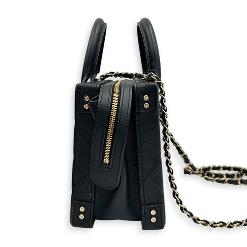 Quilted Studded Square Vanity Bag Black in Calfskin, Gold hardware